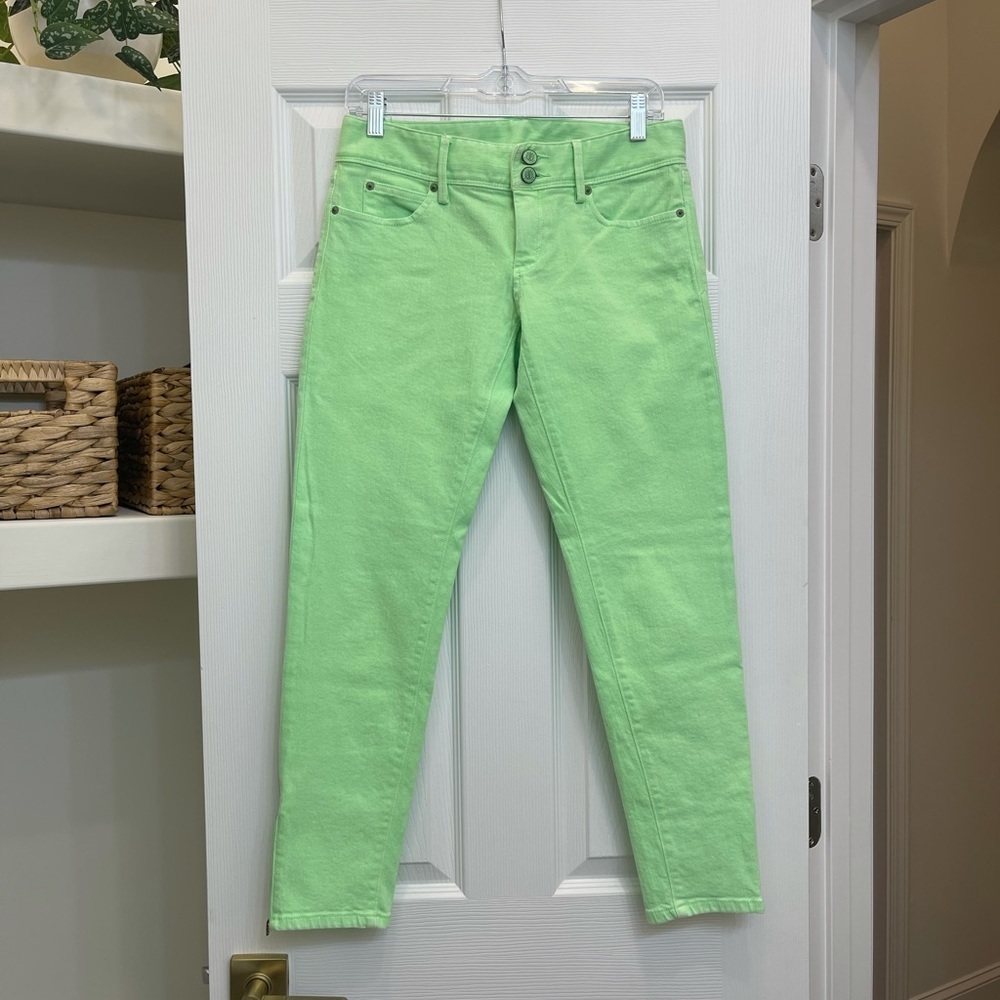 Lilly Pulitzer Worth Skinny Mini Zip Neon Green Jeans Size 2